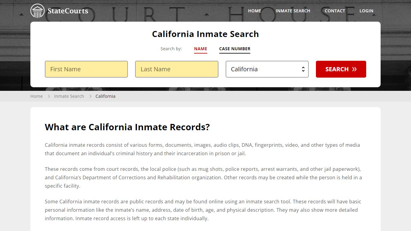 California Inmate Search, Prison and Jail Information - StateCourts