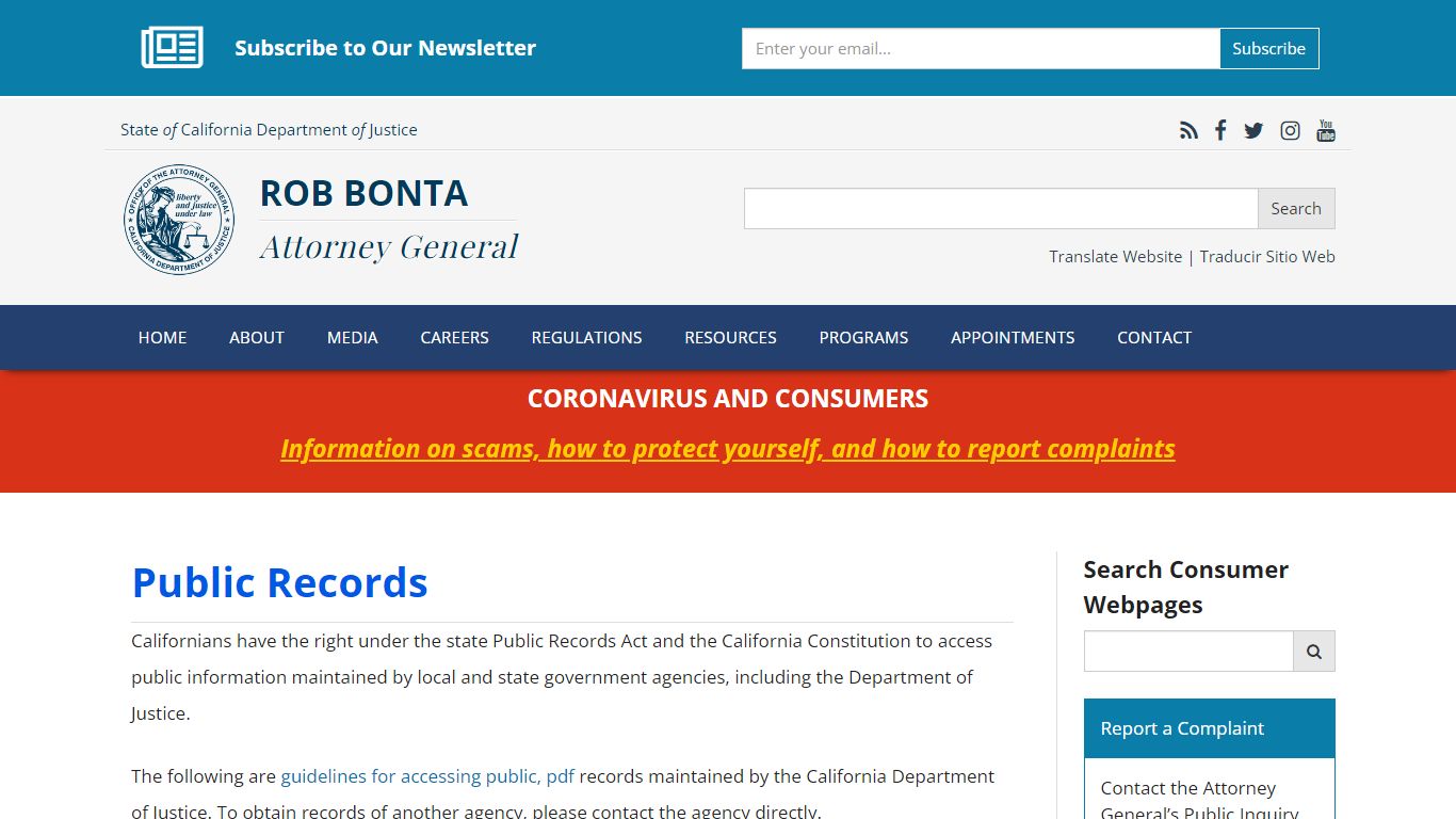 Public Records | State of California - Department of Justice - Office ...